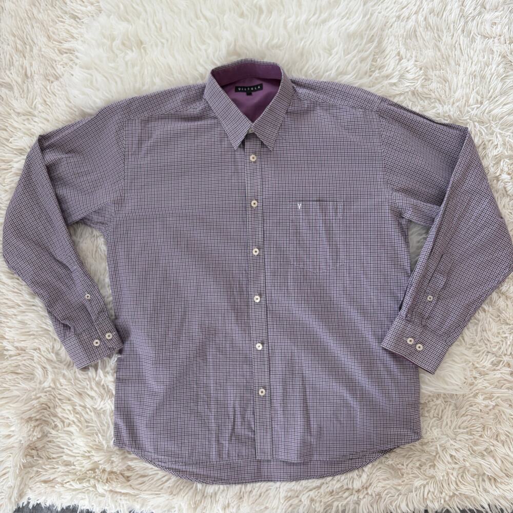 Vistula Tri-Color Gingham Button Up Dress Shirt, size L